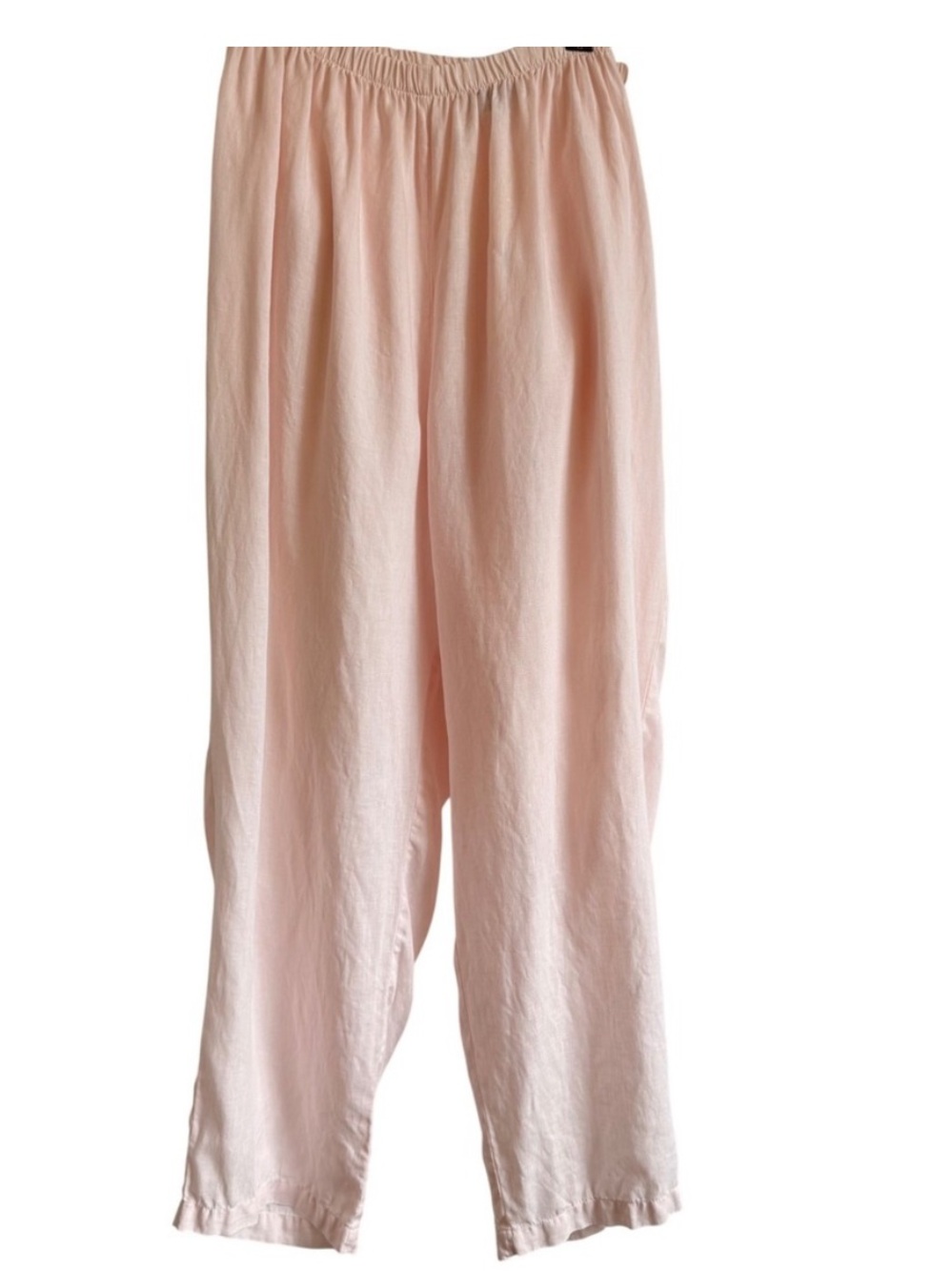 VTG JOHNNY WAS Light Pink 100% Linen Elastic Waist Pants Women’s Size Large
